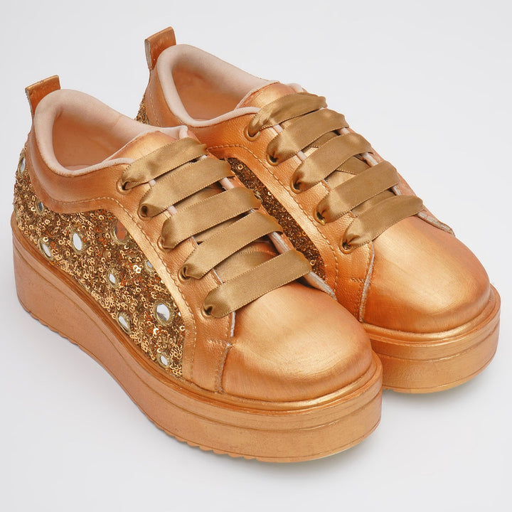 Mirror Luxe Heel Sneakers - The Quirky Naari