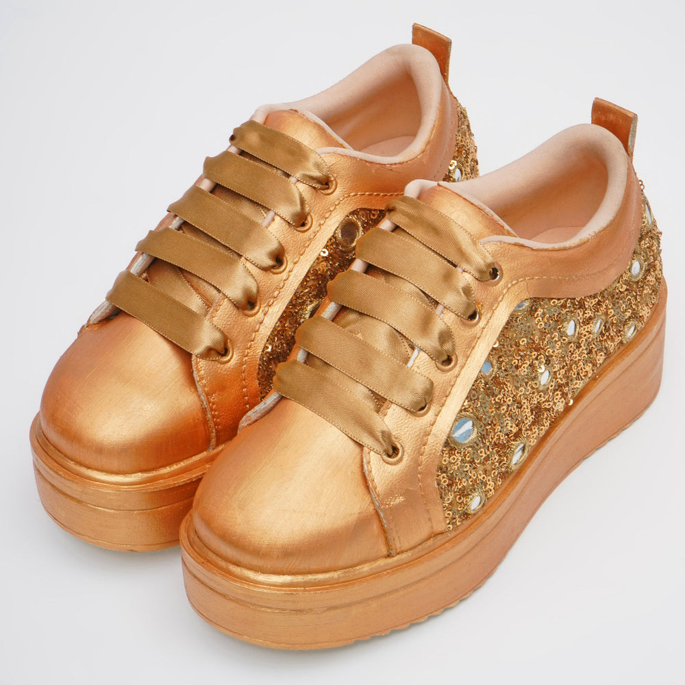 Mirror Luxe Heel Sneakers - The Quirky Naari