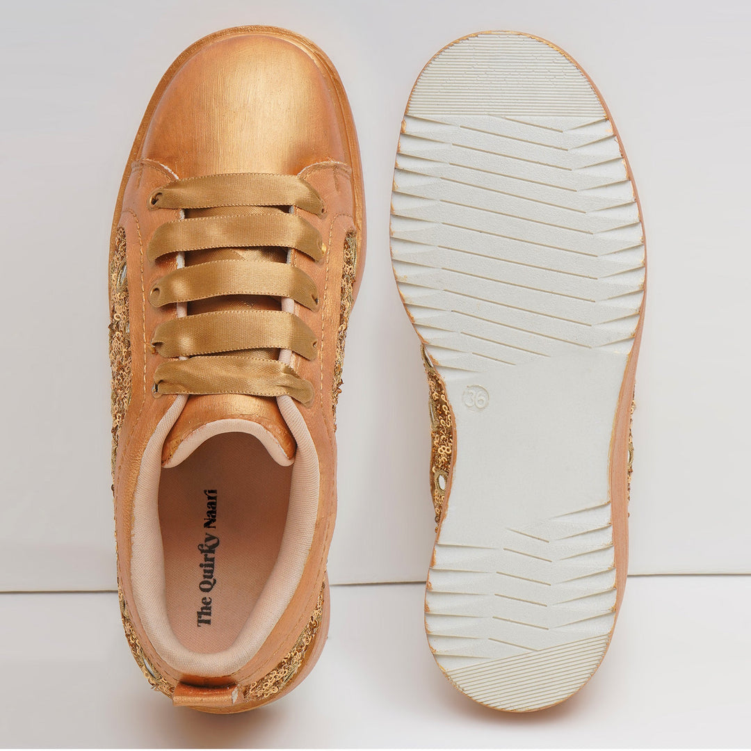 Mirror Luxe Heel Sneakers - The Quirky Naari