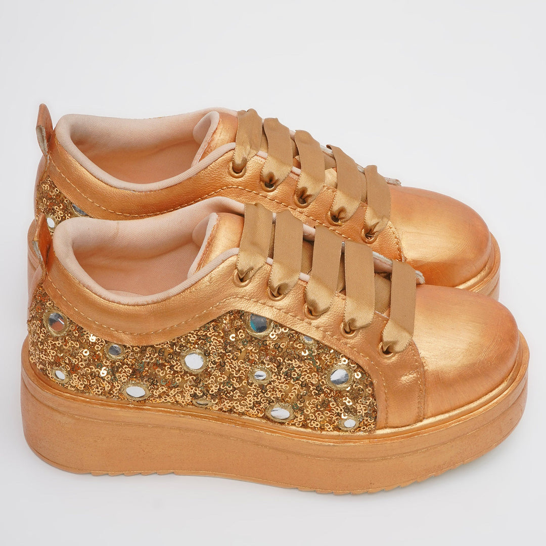 Mirror Luxe Heel Sneakers - The Quirky Naari