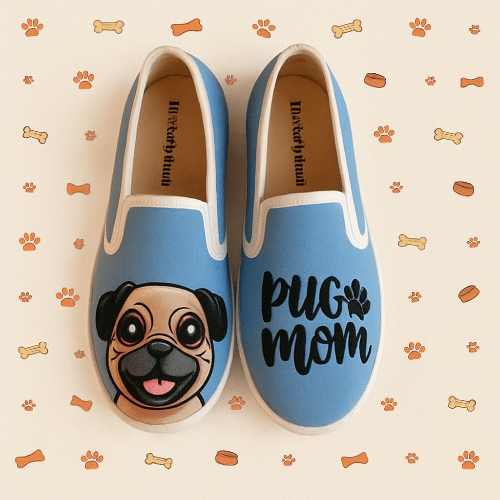 Pug Mom Slipons - The Quirky Naari