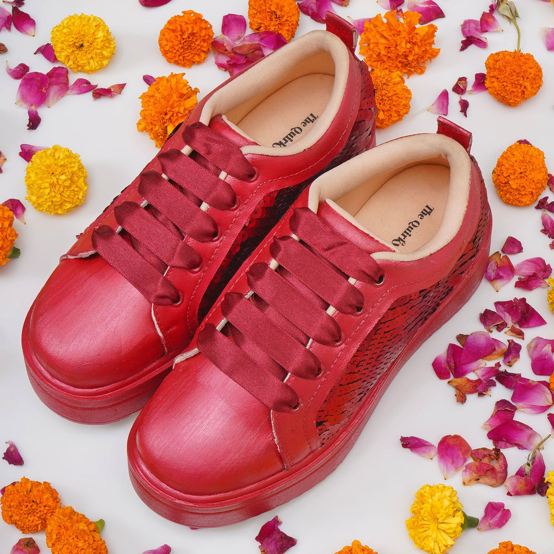 Red Romance Heel Sneakers - The Quirky Naari