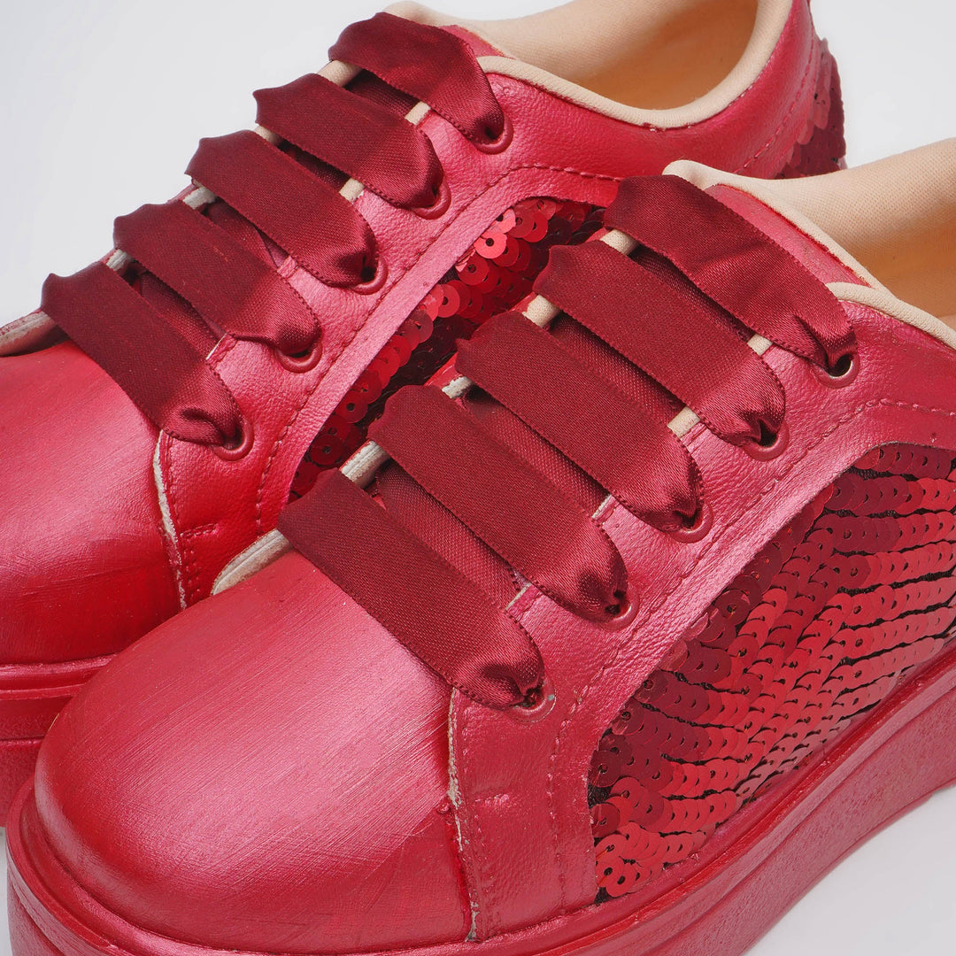 Red Romance Heel Sneakers - The Quirky Naari