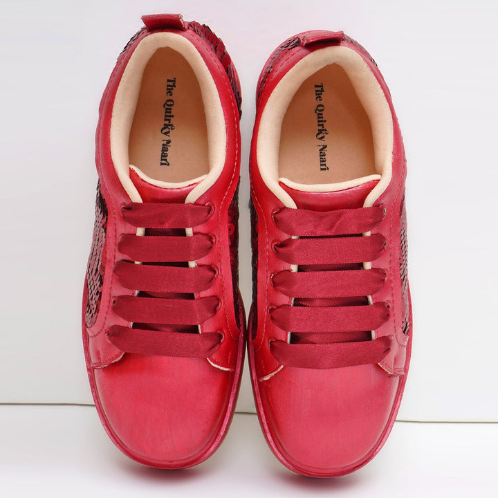 Red Romance Heel Sneakers - The Quirky Naari