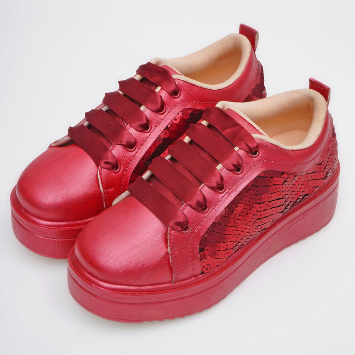 Red Romance Heel Sneakers - The Quirky Naari