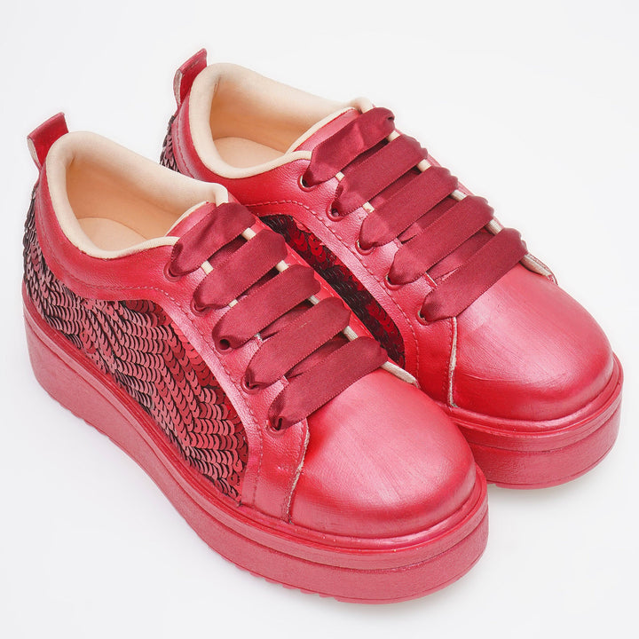 Red Romance Heel Sneakers - The Quirky Naari