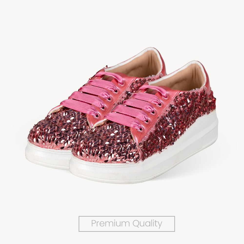 Rosette Crush Sequin Sneakers - The Quirky Naari