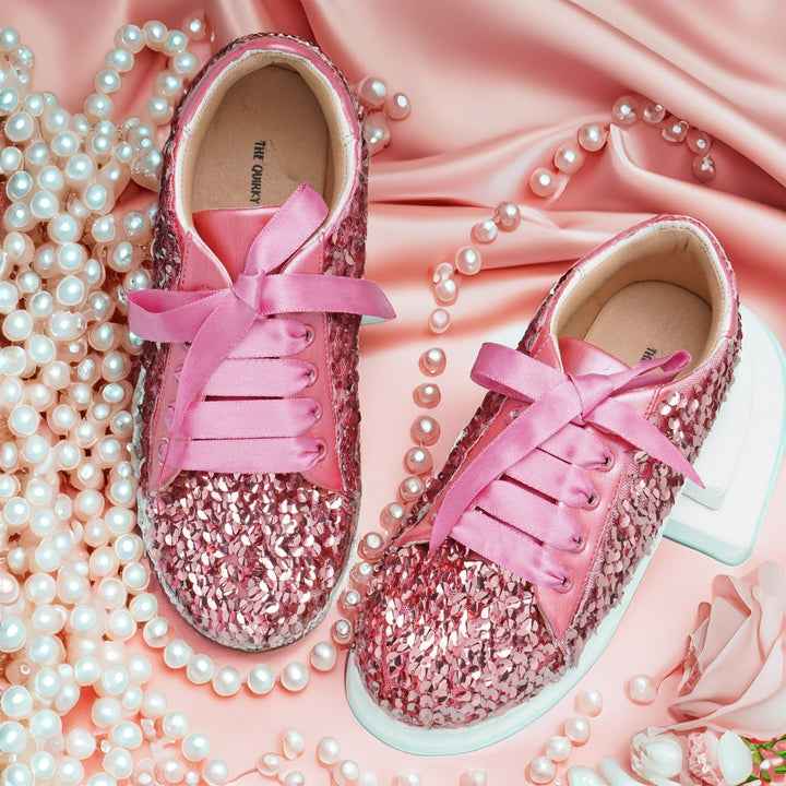 Rosette Crush Sequin Sneakers - The Quirky Naari