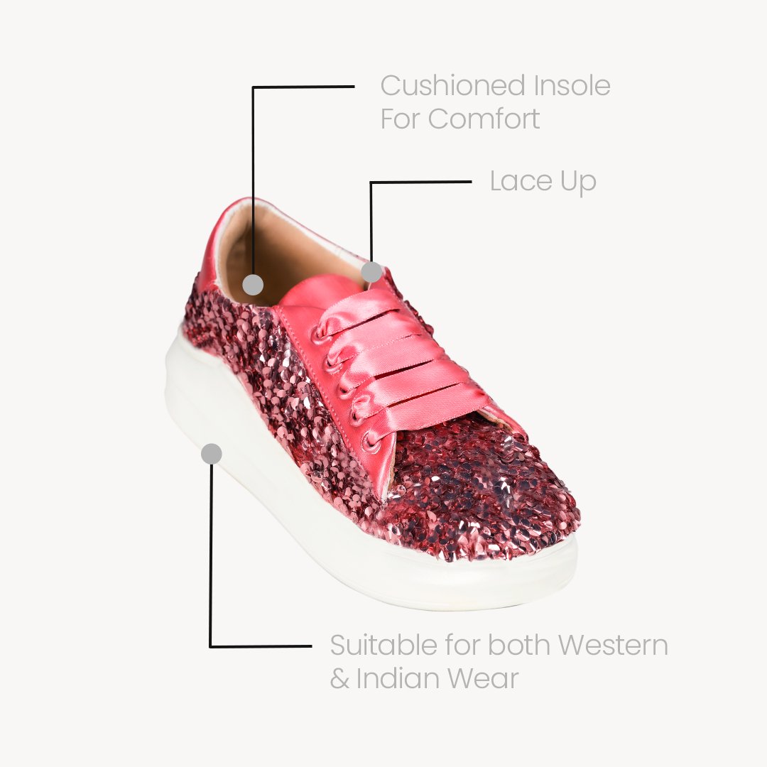 Rosette Crush Sequin Sneakers - The Quirky Naari