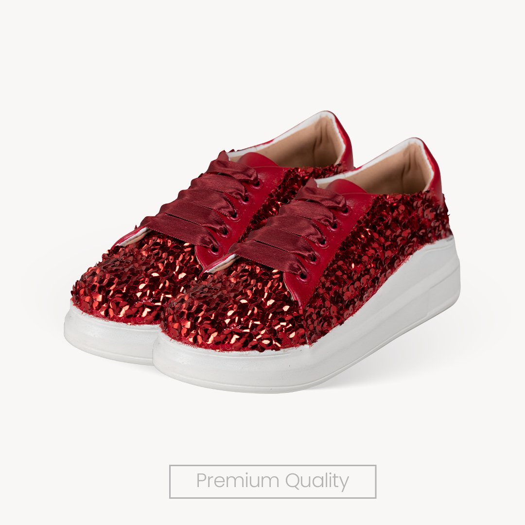 Ruby Crush Sequin Sneakers - The Quirky Naari