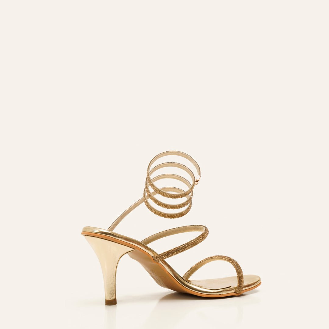 Spiral Stiletto Heels - Golden - The Quirky Naari
