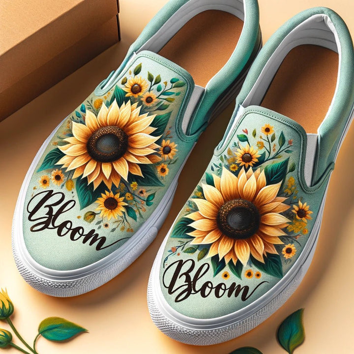 Sunflower Bloom Slipons - The Quirky Naari